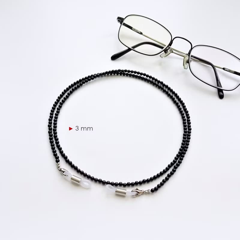 黑瑪瑙小圓珠眼鏡鍊 2mm / 3mm - 給媽媽爸爸的禮物