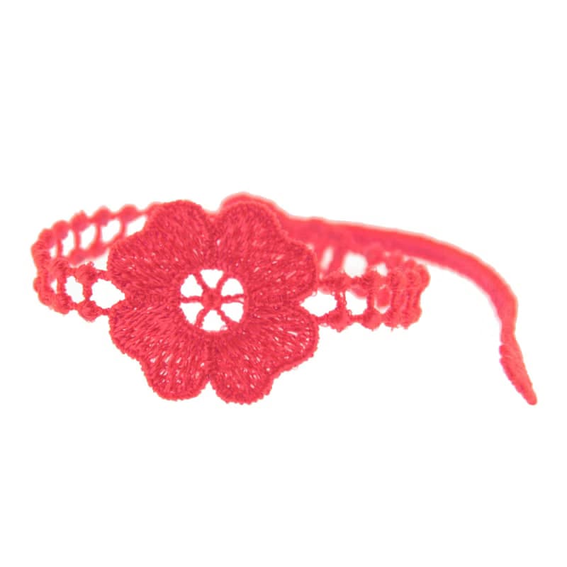 Missiu 蕾絲刺繡幸運手環-山茶花 桃紅