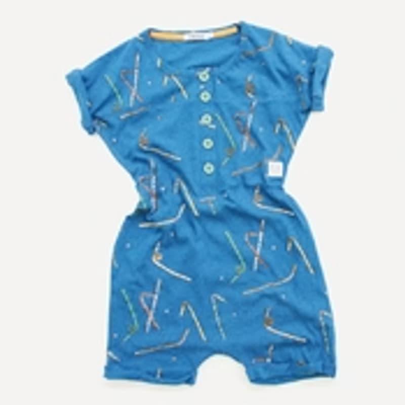 2014 春夏 indikidual straw print 連身衣/straw all in one short