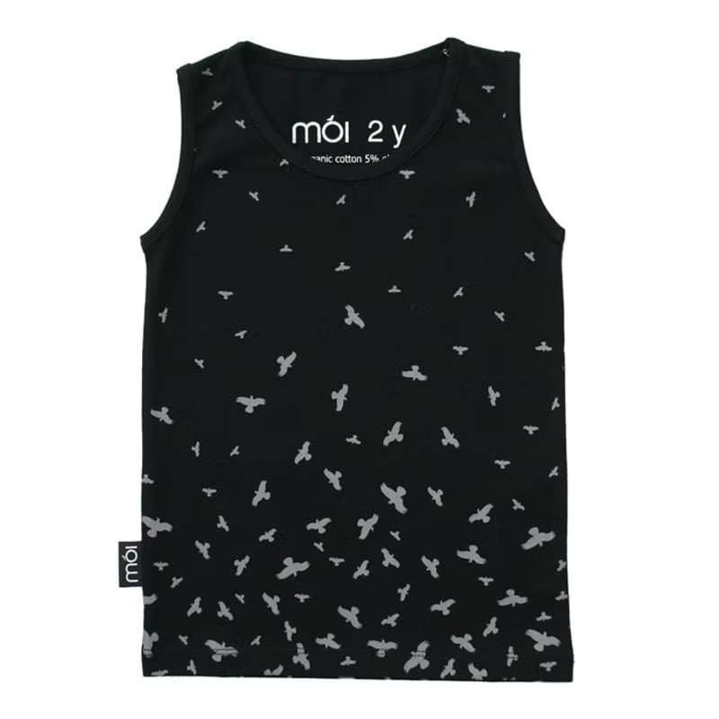 Moi Kids 冰島有機棉童裝背心上衣 2歲至8歲黑色/灰色