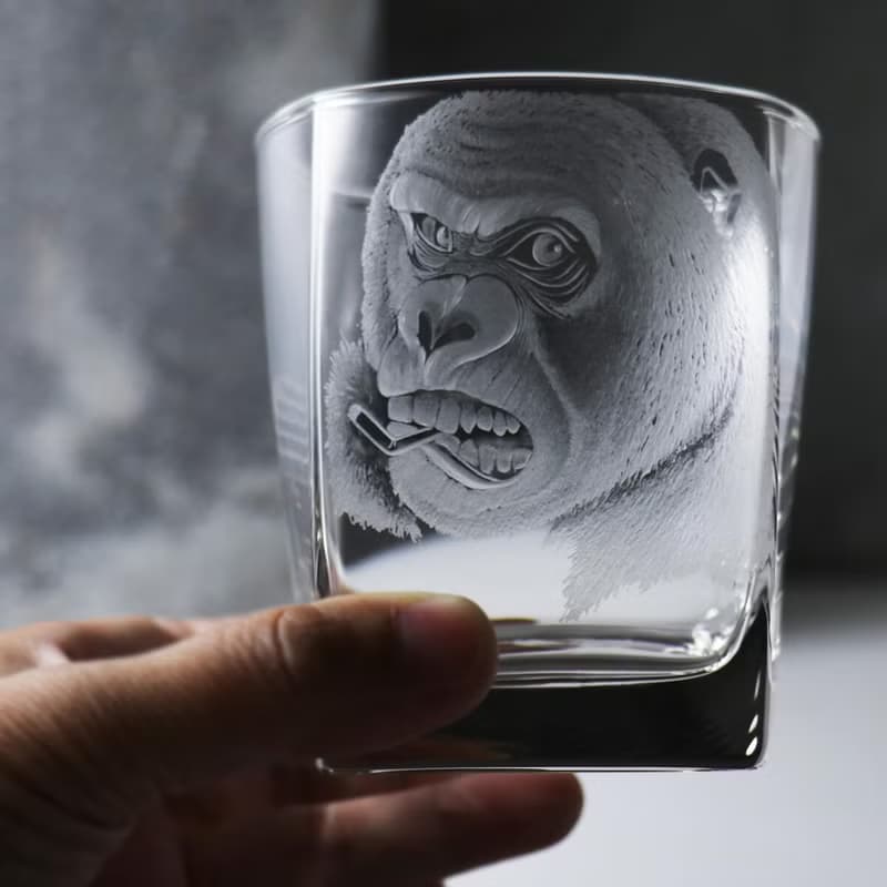295cc【猩猩手繪杯】金剛威士忌杯 刻字生日杯
