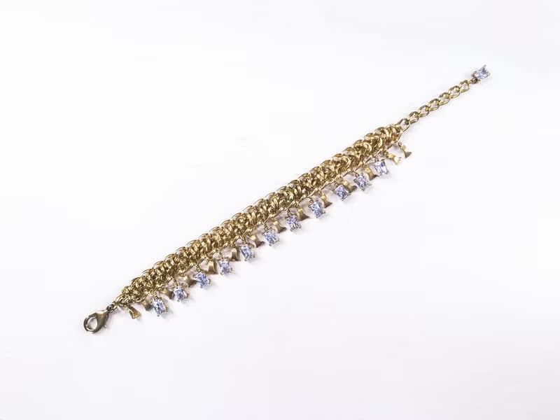 圓氐  典雅女伶  裙擺搖搖 編織方型鋯石手鍊