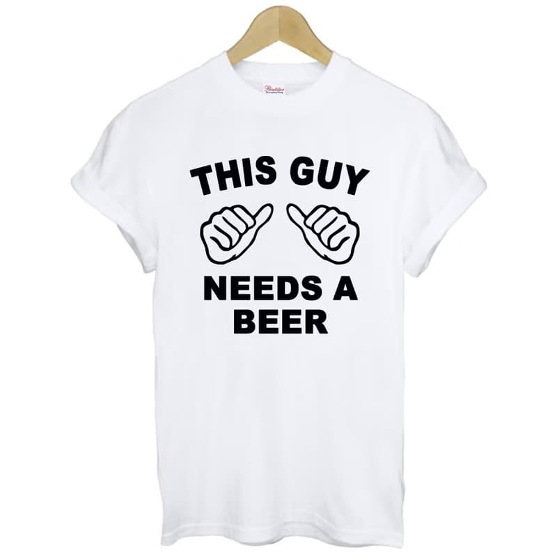THIS GUY NEEDS BEER短袖T恤-2色 這個男的需要啤酒 趣味 新年 party 禮物 文青 藝術 設計 時髦 文字 時尚