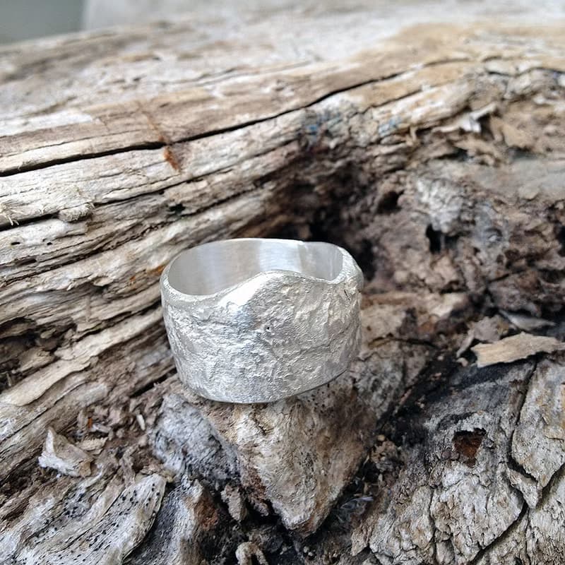 印記~純銀皺金法手工寬版戒指/尾戒,青冶金工手作的詩,幸福中!