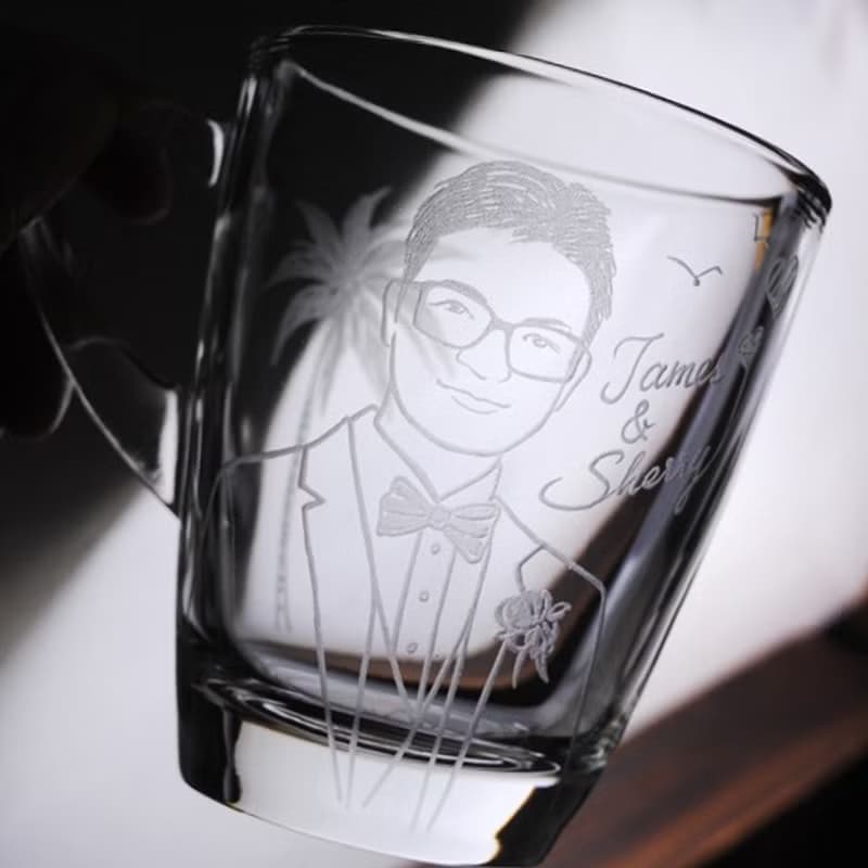 320cc(一對價)【海岸結婚禮物】(寫實版)夏戀海鷗棕櫚肖像馬克杯