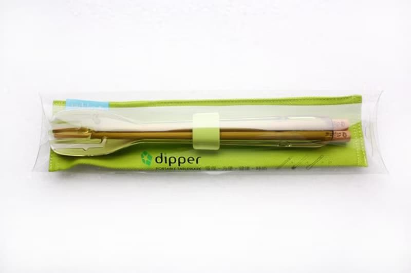 dipper 3合1檜木環保餐具組-青嫩綠叉