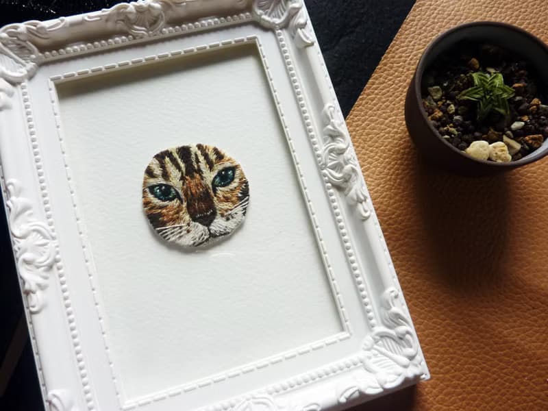 【貓】  手工刺繡/限量手作/禮物/療癒/貓咪/minou