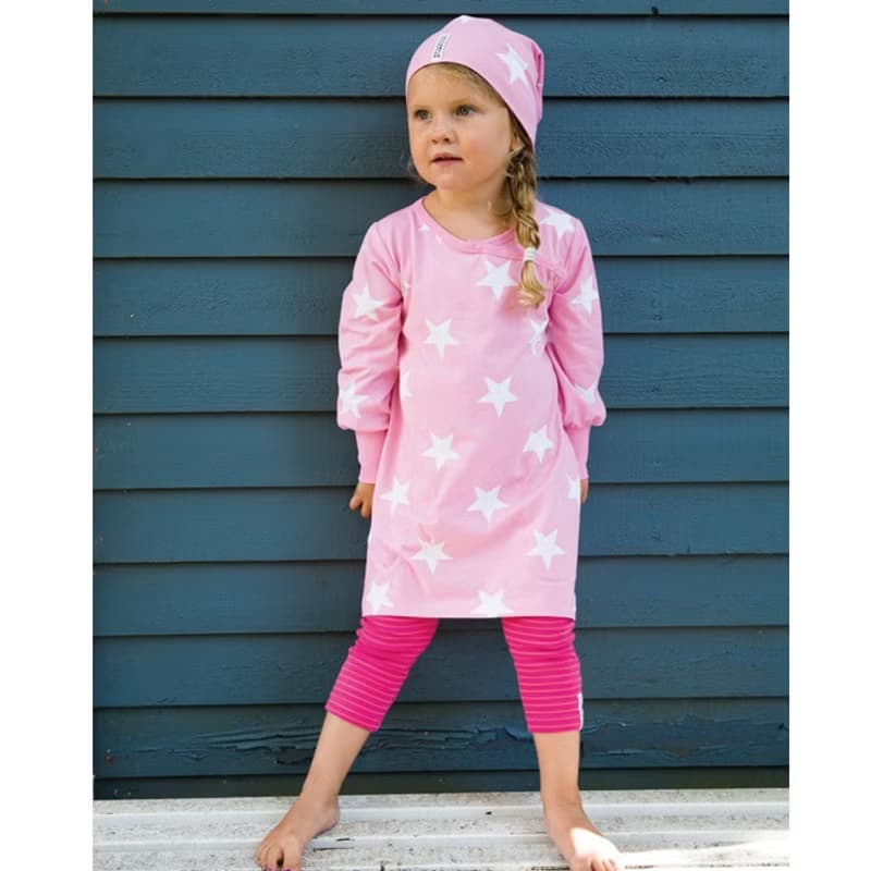 【瑞典童裝】有機棉貼腿褲1歲至8歲 櫻桃色/桃紅色