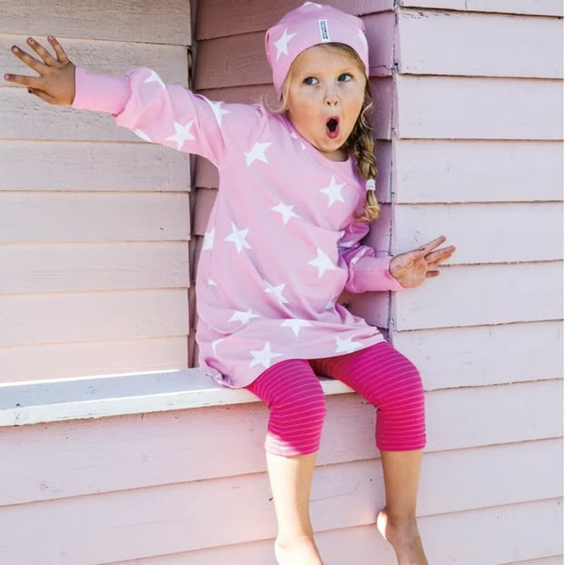 【瑞典童裝】有機棉貼腿褲1歲至8歲 櫻桃色/桃紅色