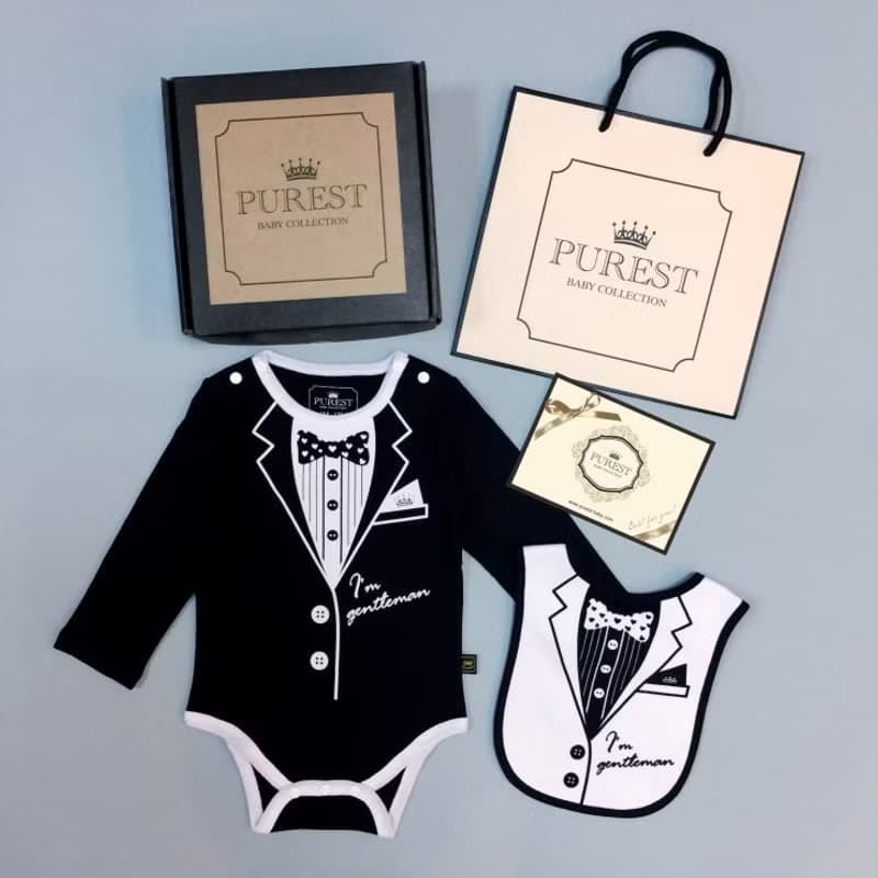 PUREST 西裝小紳士 長袖 寶寶彌月禮盒組 嬰兒 新生兒 送禮推薦