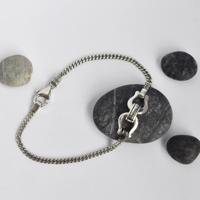 雙馬蹄鐵手鍊 925純銀