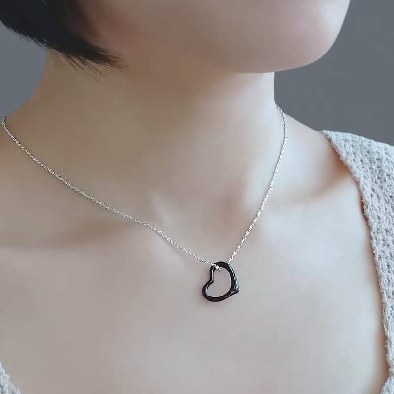 Black Valentine 心形黑瑪瑙 純銀項鍊