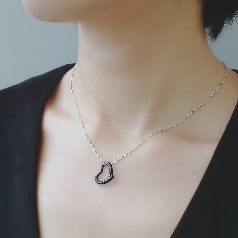 Black Valentine 心形黑瑪瑙 純銀項鍊
