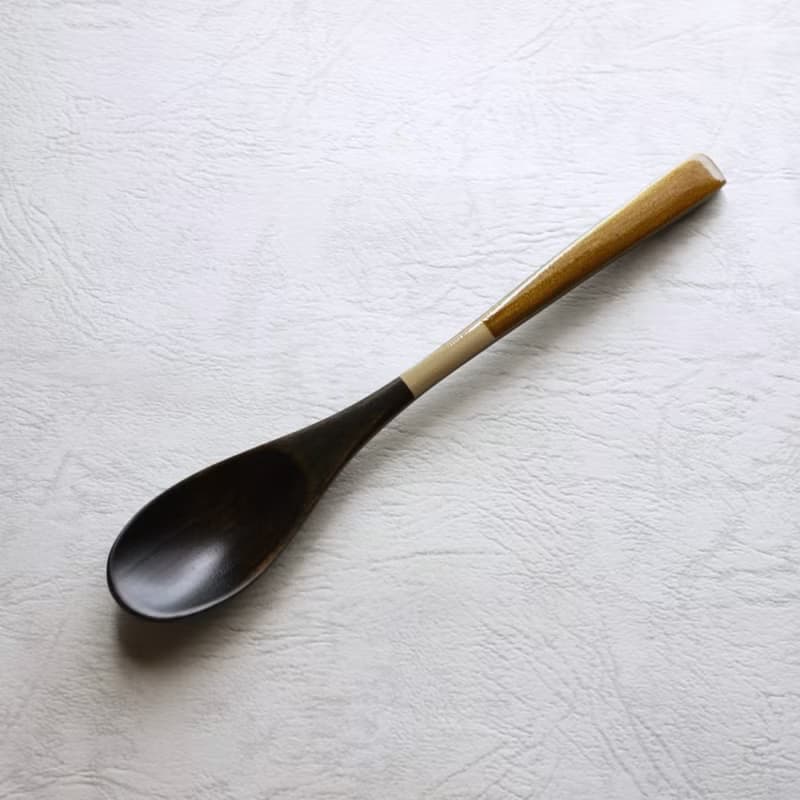 漆茶湯匙　黑色亮漆