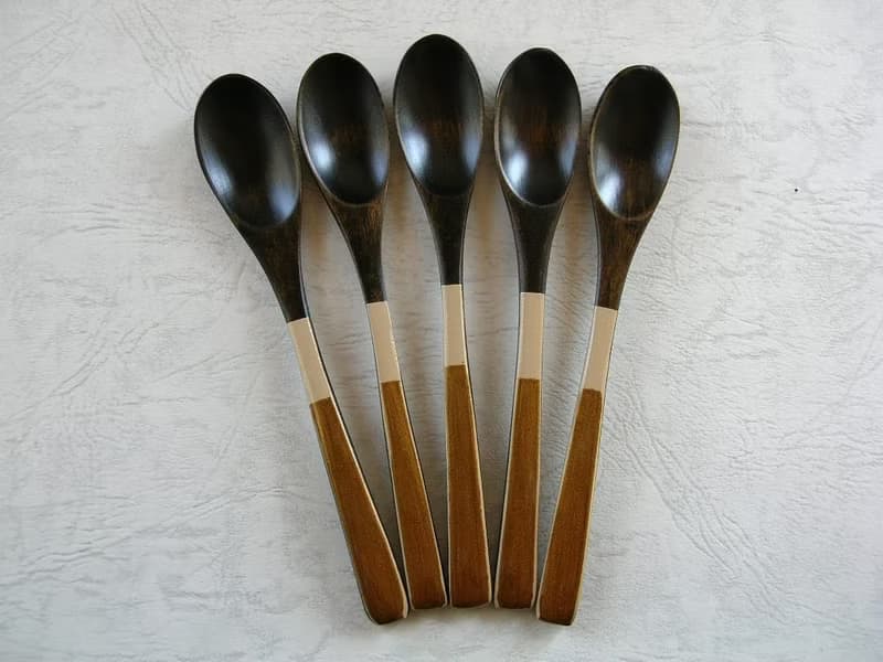 漆茶湯匙　黑色亮漆