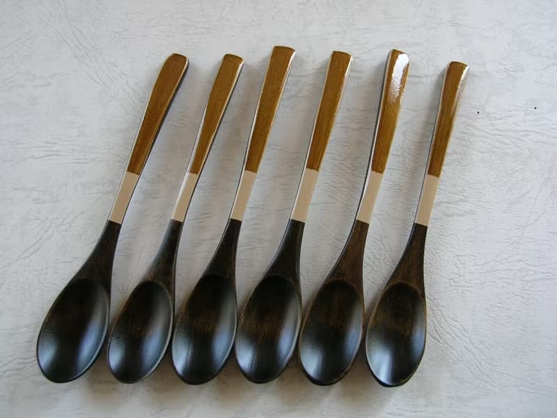 漆茶湯匙　黑色亮漆
