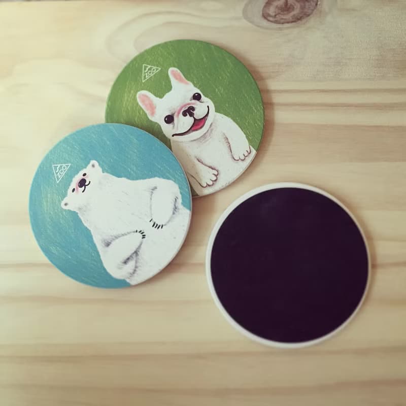 動物園 | 大白熊 手繪 插畫 吸水杯墊 / 鶯歌陶瓷杯墊