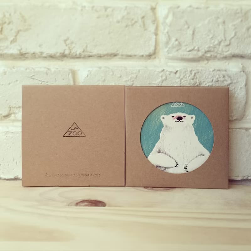 動物園 | 大白熊 手繪 插畫 吸水杯墊 / 鶯歌陶瓷杯墊