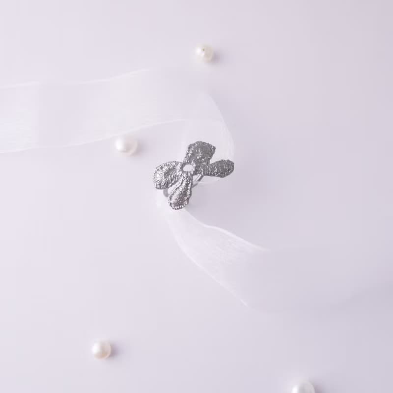 禮物_純銀法式金屬蕾絲蝴蝶結戒指Choccy