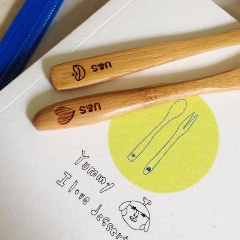 小小餐具組。竹製餐具