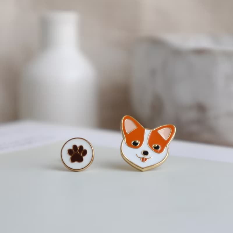 柯基 Corgi  夾式 耳環