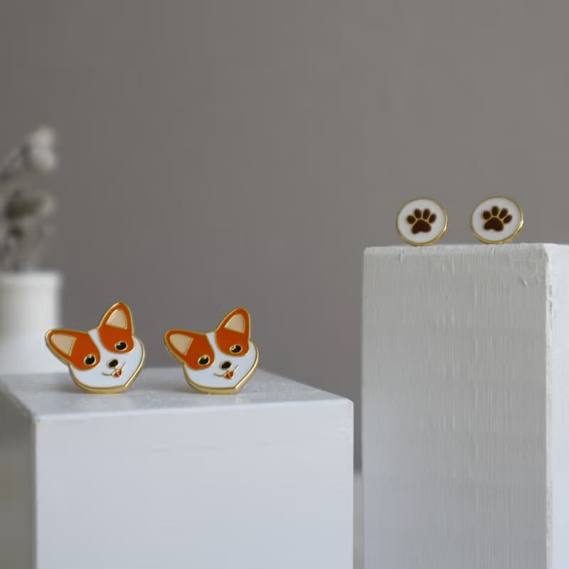 柯基 Corgi  夾式 耳環