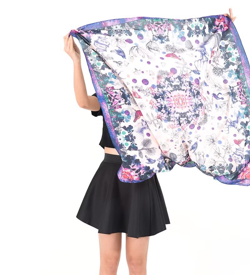 Midnight 手工圍巾/絲巾 - 紫色X奶油色（Midnight Scarf - Violet X Cream）