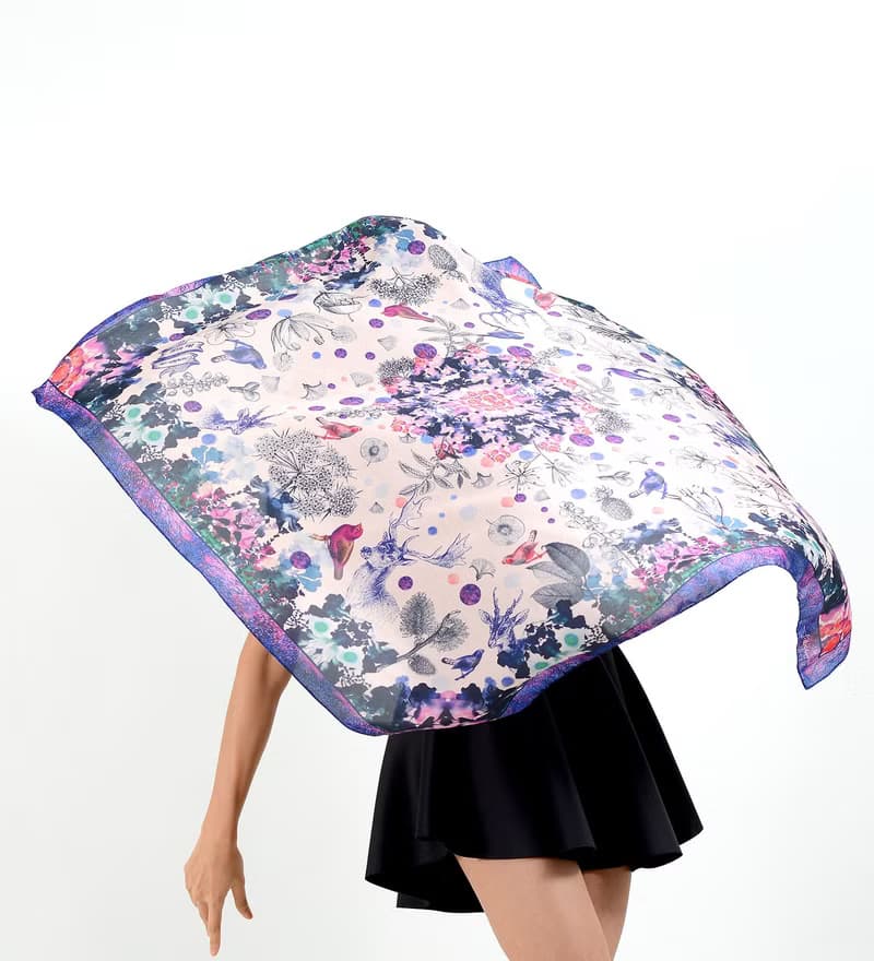 Midnight 手工圍巾/絲巾 - 紫色X奶油色（Midnight Scarf - Violet X Cream）