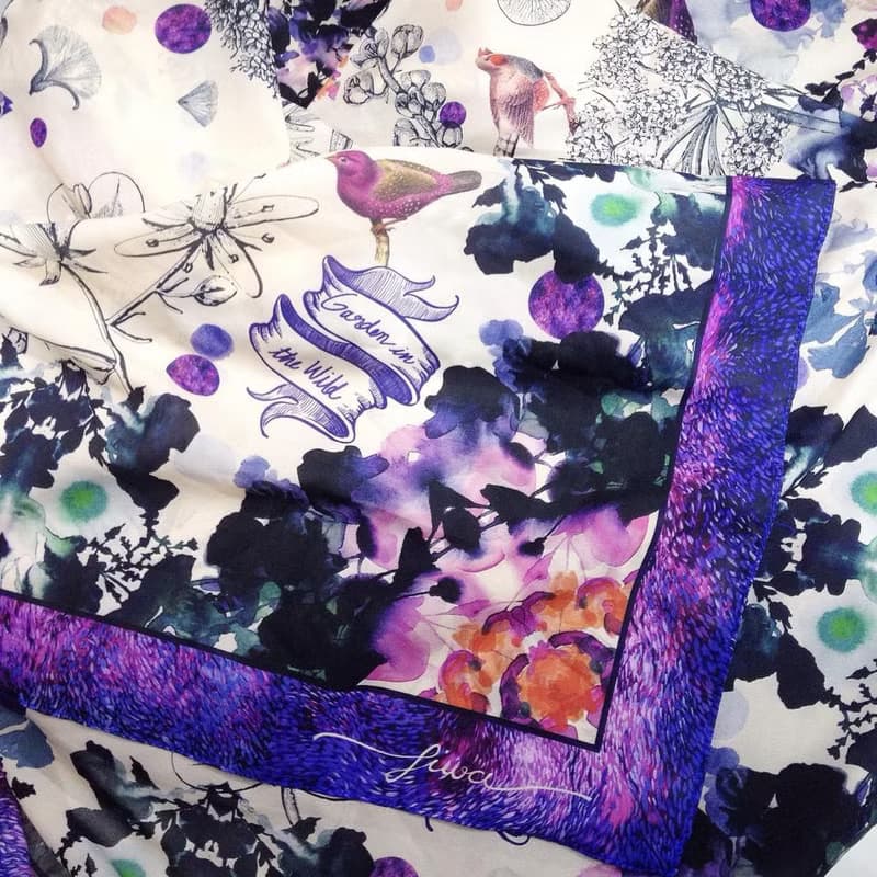 Midnight 手工圍巾/絲巾 - 紫色X奶油色（Midnight Scarf - Violet X Cream）