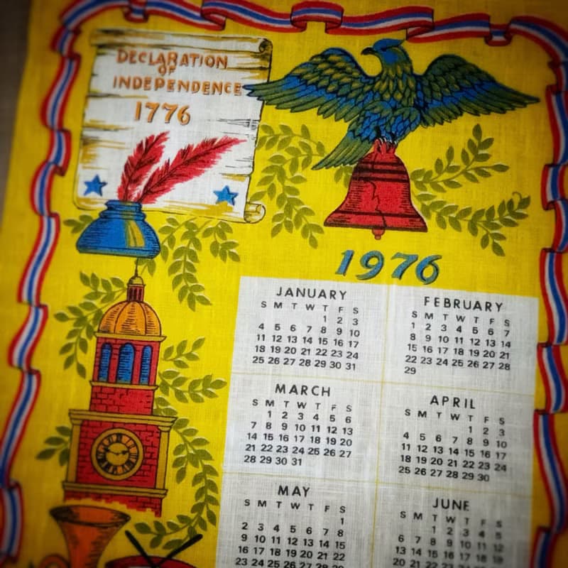 1976 美國早期布面月曆  獨立紀念日