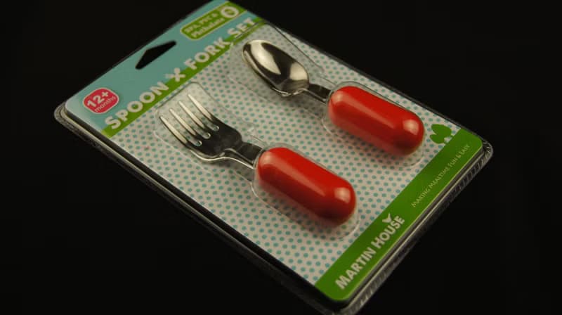 Martin House  小寶寶不鏽鋼叉匙組 紅粉雙色