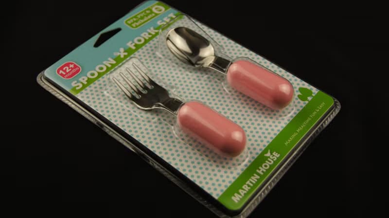 Martin House  小寶寶不鏽鋼叉匙組 紅粉雙色