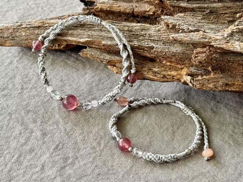 自由之愛 / 草莓晶 編繩 手鍊