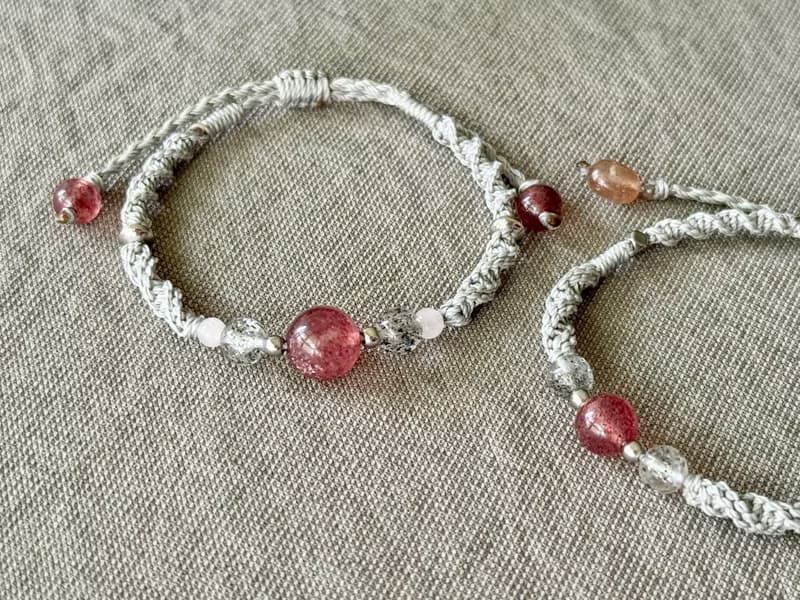 自由之愛 / 草莓晶 編繩 手鍊