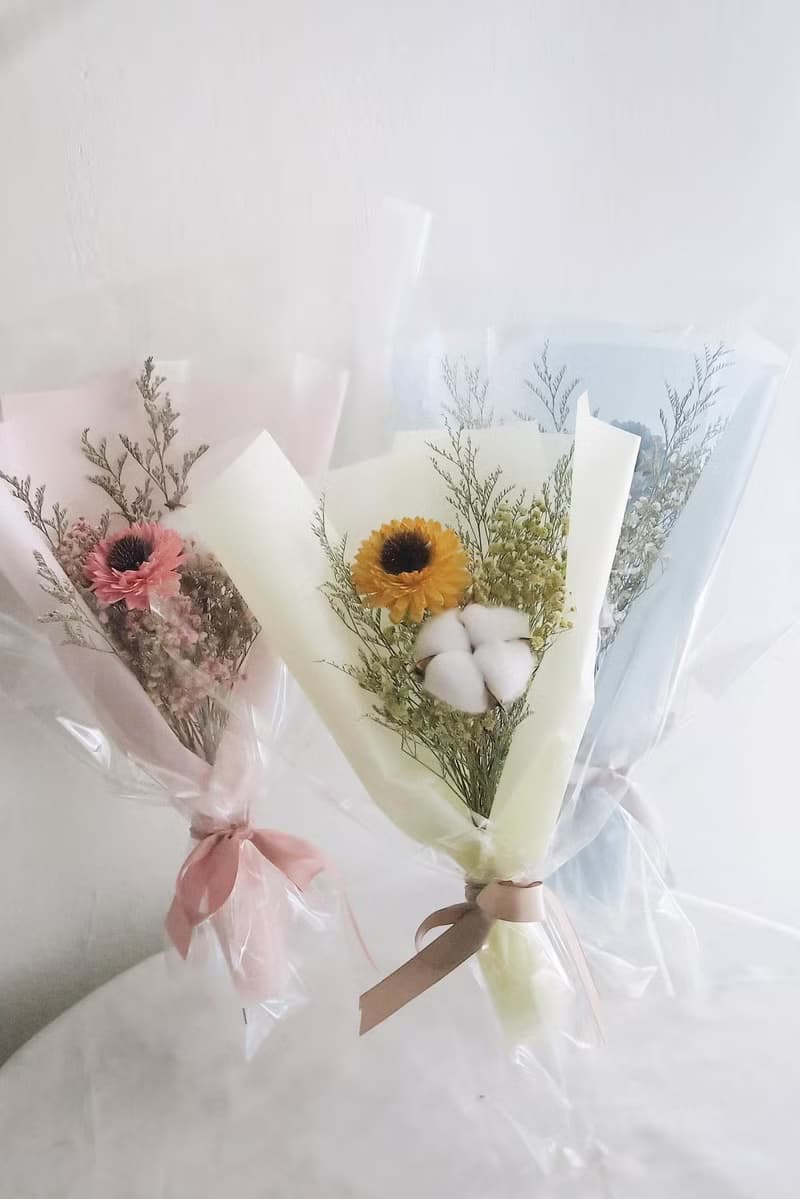 畢業花束 向日葵花束 乾燥花束 棉花 畢業典禮 花束