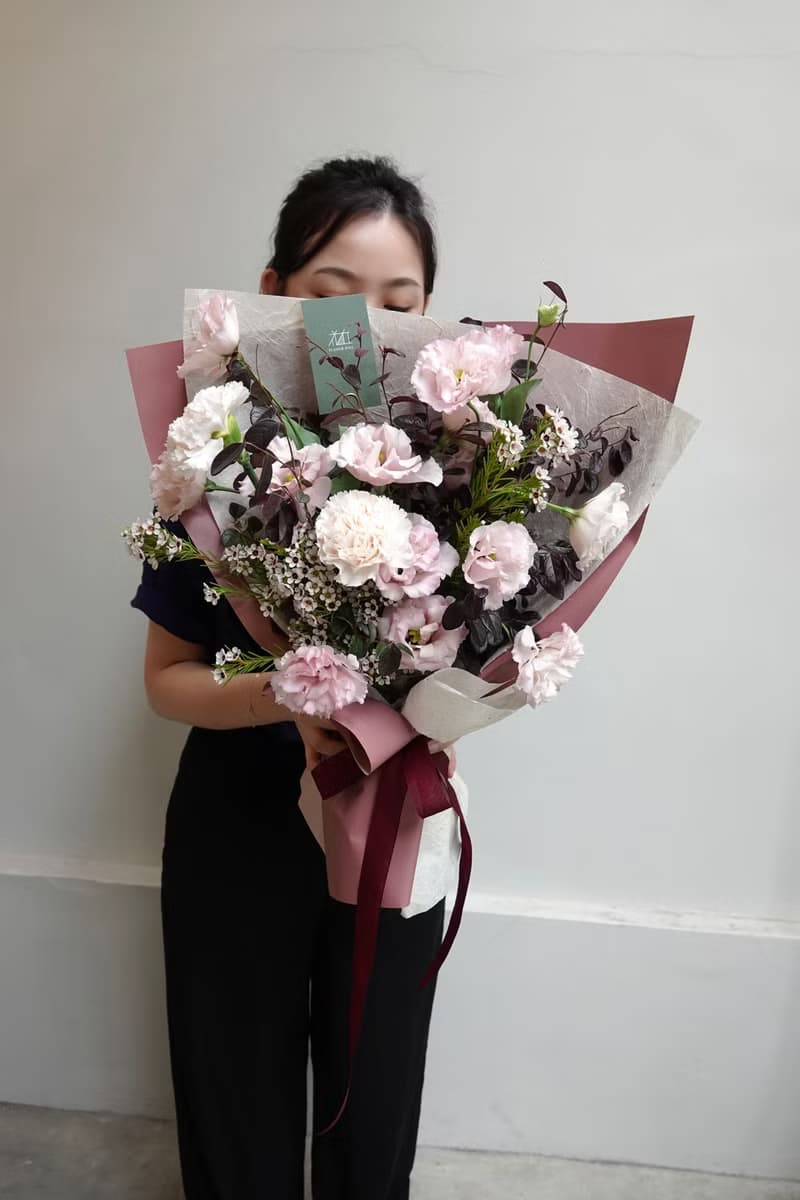 復古胭粉特調鮮花花束 情人節花束