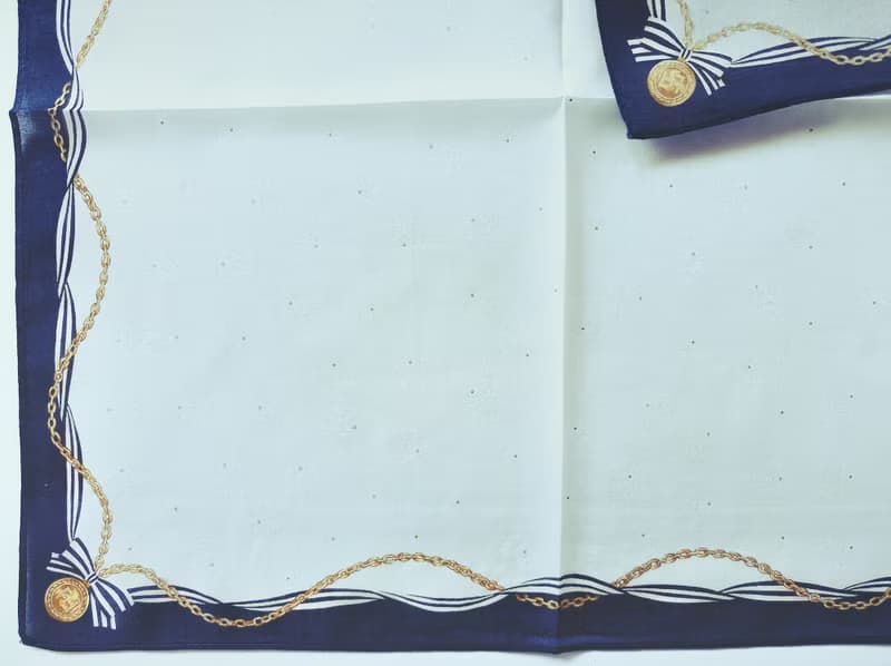 Fendi Vintage Handkerchief Pocket Square Gold Chain Necklace 18 x 18 inches