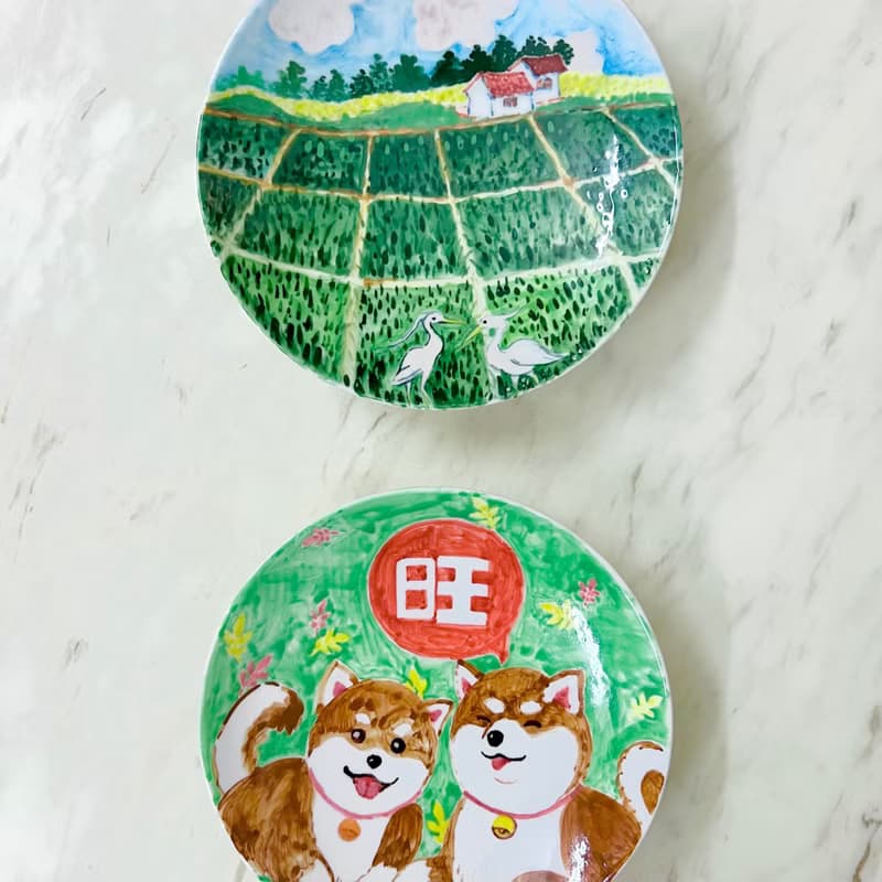 手繪陶瓷 • 柴犬福氣旺 • 點心盤圓碟
