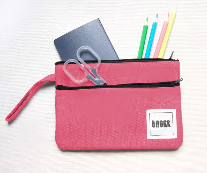 簡約素面雙拉鍊萬用包 手拿包 / 珊瑚粉口罩收納袋 /口罩收納袋/