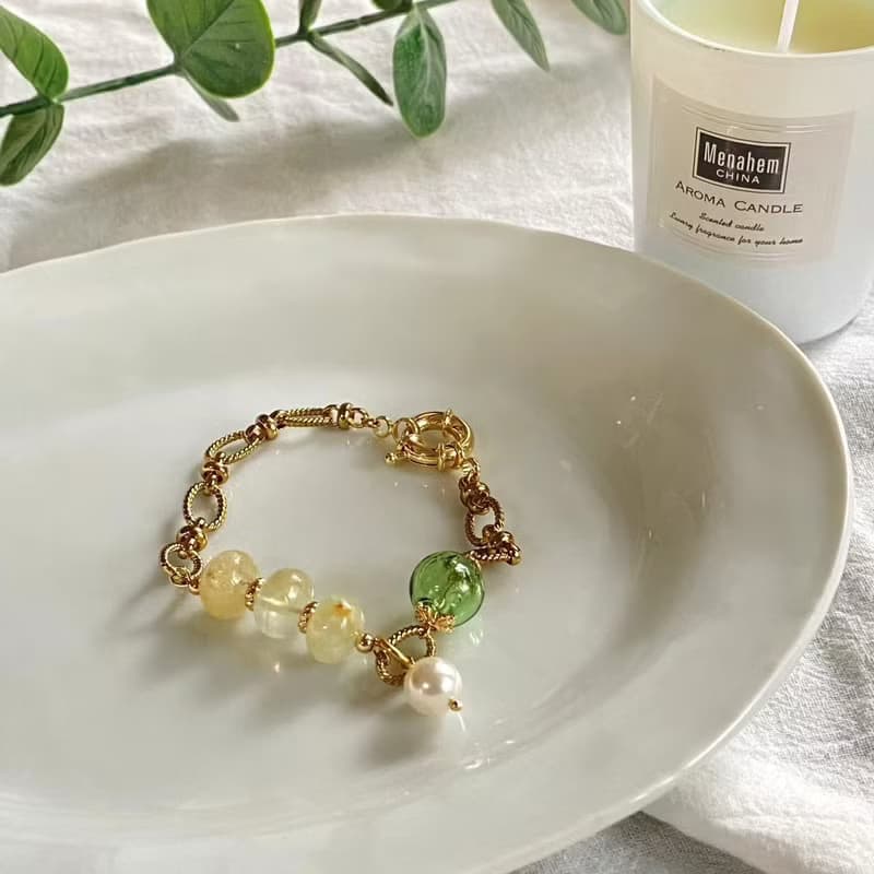 【Cinnamonmon 希娜夢夢】葡萄石精油手鍊| 圓扁珠