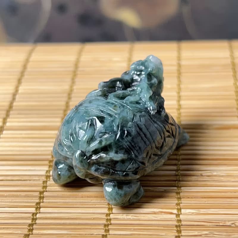 【吉祥‧長壽】飄花翡翠龍龜 | 天然緬甸玉A貨翡翠 | 送禮