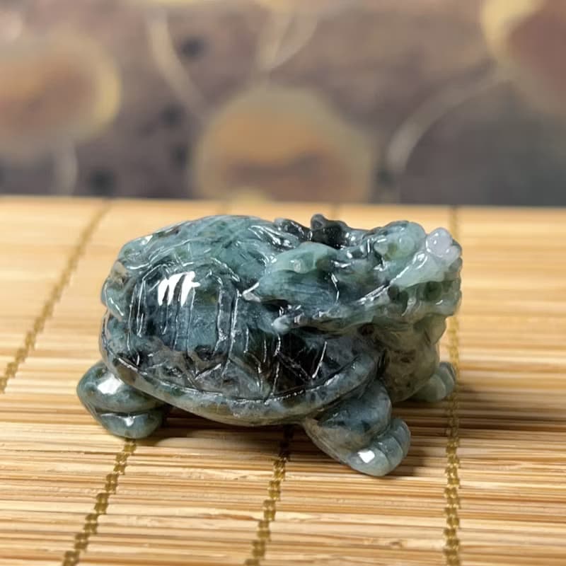 【吉祥‧長壽】飄花翡翠龍龜 | 天然緬甸玉A貨翡翠 | 送禮
