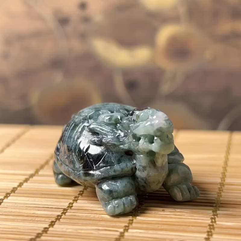 【吉祥‧長壽】飄花翡翠龍龜 | 天然緬甸玉A貨翡翠 | 送禮