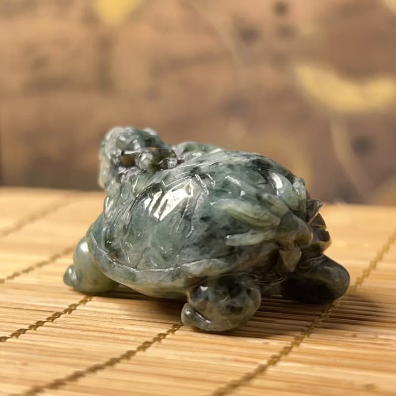 【吉祥‧長壽】飄花翡翠龍龜 | 天然緬甸玉A貨翡翠 | 送禮