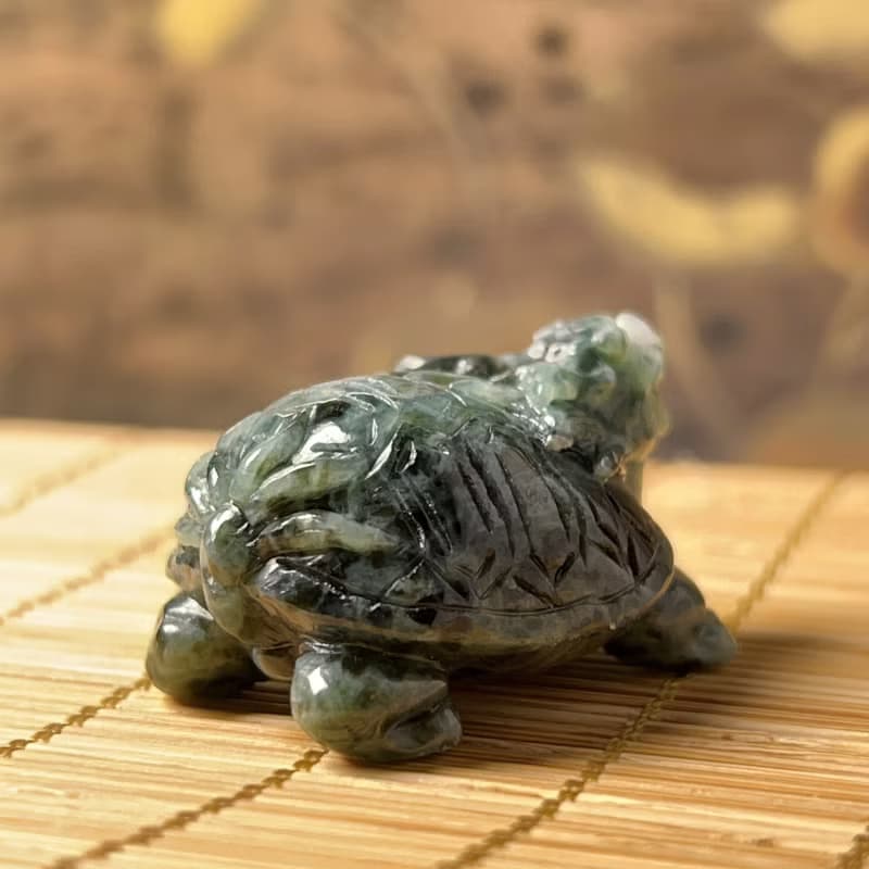 【吉祥‧長壽】飄花翡翠龍龜 | 天然緬甸玉A貨翡翠 | 送禮