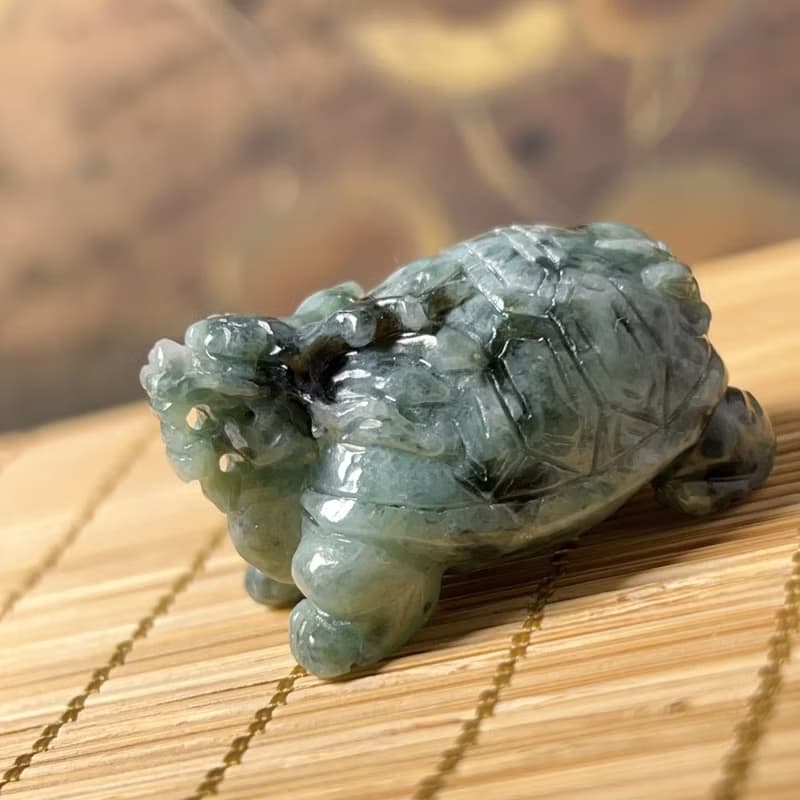 【吉祥‧長壽】飄花翡翠龍龜 | 天然緬甸玉A貨翡翠 | 送禮