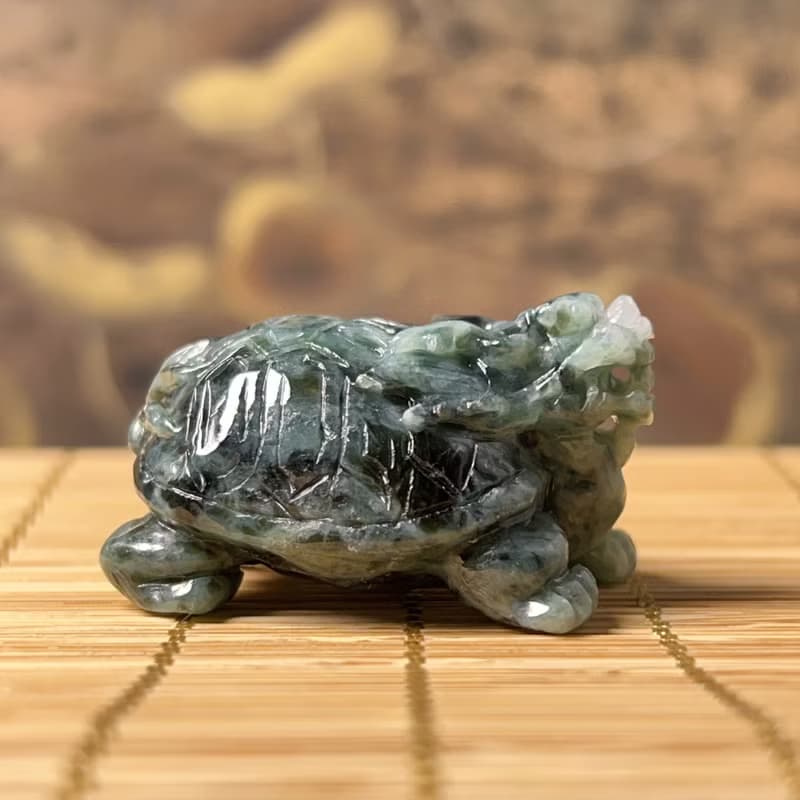 【吉祥‧長壽】飄花翡翠龍龜 | 天然緬甸玉A貨翡翠 | 送禮