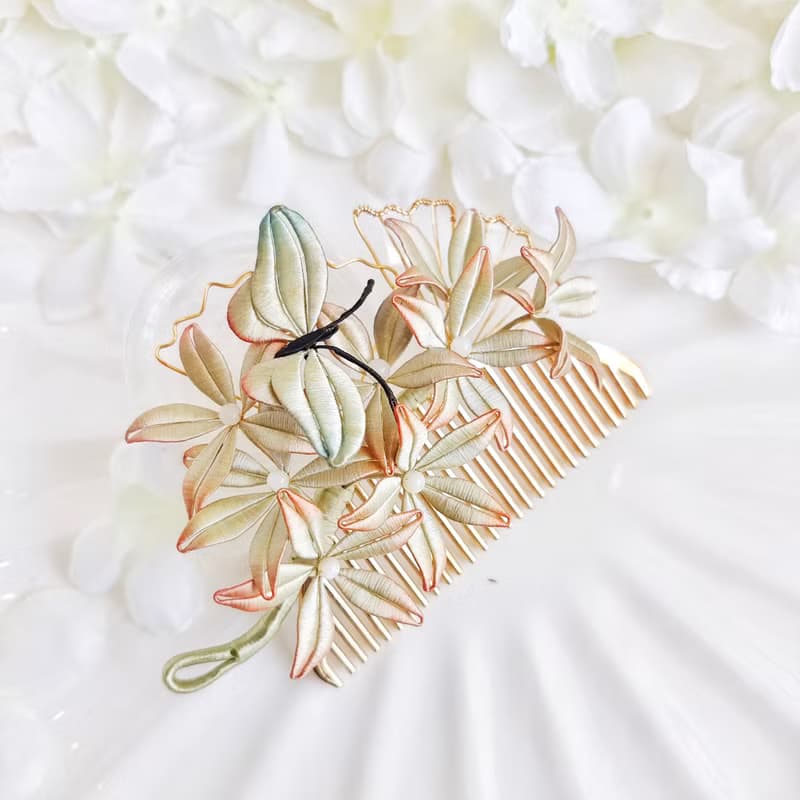 紅玫瑰花髮夾  胸針 纏花 春仔花 和服發飾 天然真絲 蠶絲