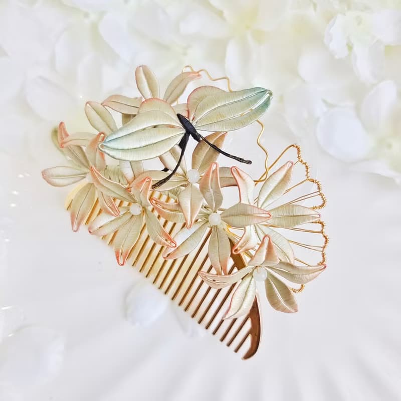 紅玫瑰花髮夾  胸針 纏花 春仔花 和服發飾 天然真絲 蠶絲