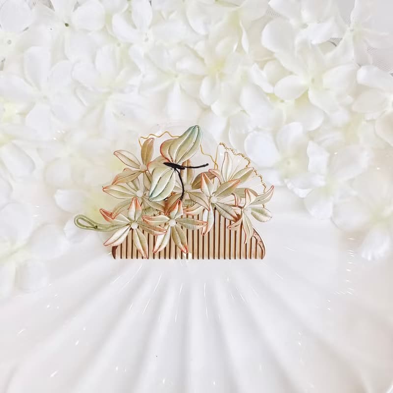 紅玫瑰花髮夾  胸針 纏花 春仔花 和服發飾 天然真絲 蠶絲